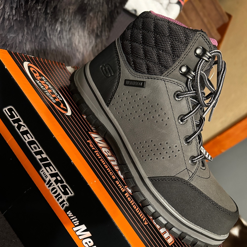 Skechers Womens Steel Toe Black Work Boots Nwt